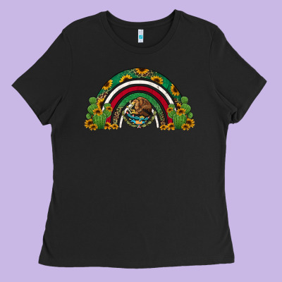 Mexican Flag Cactus And Sunflowers Rainbow Ladies Tee Designed By Jasminsmagicworld