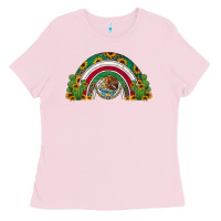 Bubblegum Pink mexican flag cactus and sunflowers rainbow Ladies Tee - Jasminsmagicworld