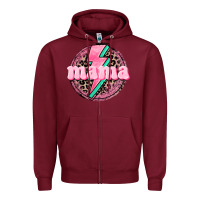 Burgundy Mama leopard background Mother's Day Zipper Hoodie - CowGirlArtShop