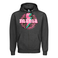 Charcoal Heather Mama leopard background Mother's Day Zipper Hoodie - CowGirlArtShop