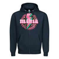 Navy Mama leopard background Mother's Day Zipper Hoodie - CowGirlArtShop