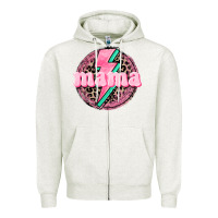 Oatmeal Heather Mama leopard background Mother's Day Zipper Hoodie - CowGirlArtShop