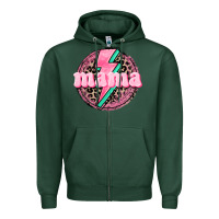 Sports Green Mama leopard background Mother's Day Zipper Hoodie - CowGirlArtShop