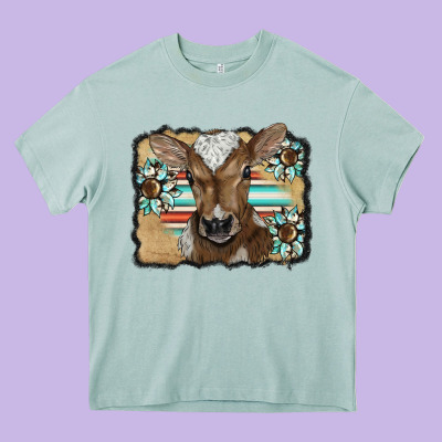Western Wreath Baby Calf Heavy Core Tee Designed By Barkaloodesign