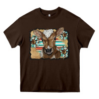 Chocolate Brown western wreath baby calf Heavy Core Tee - BarkalooDesign