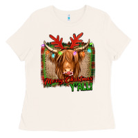 Bone merry christmas y'all highland cow Ladies Tee - Jasminsmagicworld