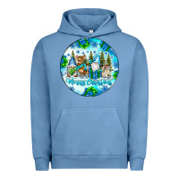 Pigment Pebble Blue merry christmas Urban Hoodie - CowhideDigitalArt