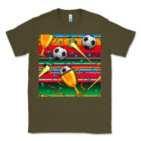 Army Green soccer winner cup and vuvuzela with serape seamless pattern Classic Tee - BundleAndBundleShop