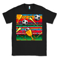 Black soccer winner cup and vuvuzela with serape seamless pattern Classic Tee - BundleAndBundleShop
