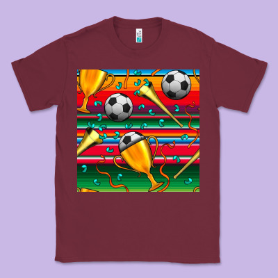 Soccer Winner Cup And Vuvuzela With Serape Seamless Pattern Classic Tee Designed By Bundleandbundleshop