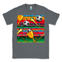 Charcoal Heather soccer winner cup and vuvuzela with serape seamless pattern Classic Tee - BundleAndBundleShop