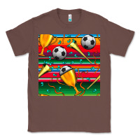 Chestnut soccer winner cup and vuvuzela with serape seamless pattern Classic Tee - BundleAndBundleShop