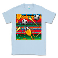 Dusty Blue soccer winner cup and vuvuzela with serape seamless pattern Classic Tee - BundleAndBundleShop