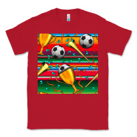 Red soccer winner cup and vuvuzela with serape seamless pattern Classic Tee - BundleAndBundleShop