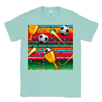 Seafoam soccer winner cup and vuvuzela with serape seamless pattern Classic Tee - BundleAndBundleShop