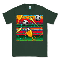 Sports Green soccer winner cup and vuvuzela with serape seamless pattern Classic Tee - BundleAndBundleShop