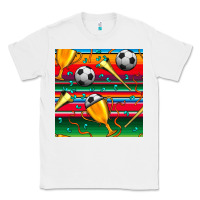 White soccer winner cup and vuvuzela with serape seamless pattern Classic Tee - BundleAndBundleShop