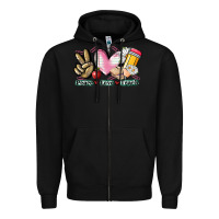 Black Peace love teach Zipper Hoodie - CowGirlArtShop