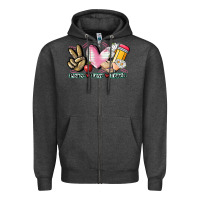 Charcoal Heather Peace love teach Zipper Hoodie - CowGirlArtShop