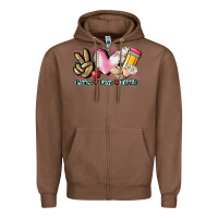 Chestnut Peace love teach Zipper Hoodie - CowGirlArtShop