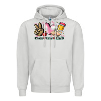 Dove Grey Peace love teach Zipper Hoodie - CowGirlArtShop