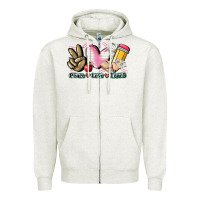 Oatmeal Heather Peace love teach Zipper Hoodie - CowGirlArtShop