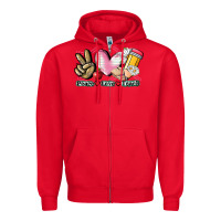 Red Peace love teach Zipper Hoodie - CowGirlArtShop