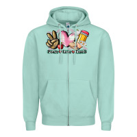 Seafoam Peace love teach Zipper Hoodie - CowGirlArtShop