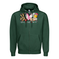 Sports Green Peace love teach Zipper Hoodie - CowGirlArtShop