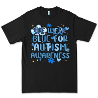 Black we wear blue for autism awareness Premium Tee - MaliasSmallBusiness