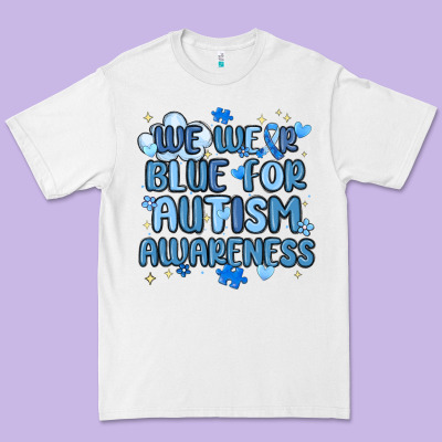 We Wear Blue For Autism Awareness Premium Tee Designed By Maliassmallbusiness