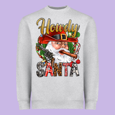 Howdy Santa Heavyweight Sweatshirt Designed By Nancycooperartshop