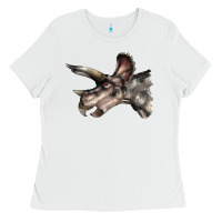 White Triceratops Horridus Face Ladies Tee - LillyAllenDesigns