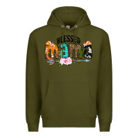 Army Green Blessed Mama Premium Hoodie - CowCowDesign