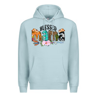 Blue Mist Blessed Mama Premium Hoodie - CowCowDesign