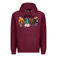 Burgundy Blessed Mama Premium Hoodie - CowCowDesign