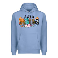 Colony Blue Blessed Mama Premium Hoodie - CowCowDesign