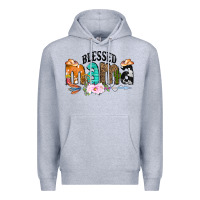 Heather Grey Blessed Mama Premium Hoodie - CowCowDesign