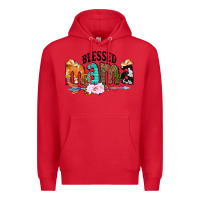 Red Blessed Mama Premium Hoodie - CowCowDesign