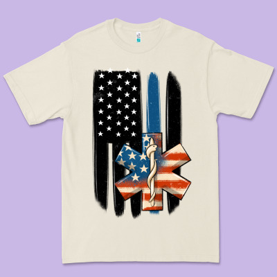 Ems American Flag Premium Tee Designed By Maliassmallbusiness