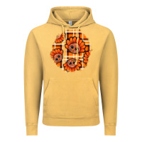 Vintage Mustard Thanksgiving Turkey With Tartan Patch Vintage Hoodie - BundleAndBundleShop