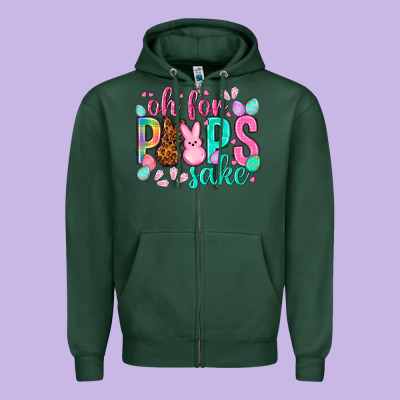 Oh For Peeps Sake Easter Day Zipper Hoodie Designed By Howdyjamesfarm