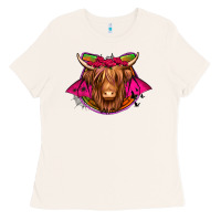 Bone halloween highland cow horseshoe Ladies Tee - Jasminsmagicworld