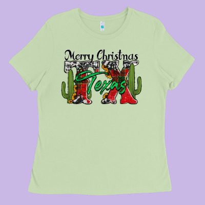 Merry Christmas Tx Texas Ladies Tee Designed By Jasminsmagicworld