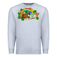 Heather Grey lucky gnome St. Patricks Day Premium Sweatshirt - FaDigitalArtStudio