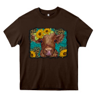 Chocolate Brown western leopard buffalo plaid baby highland cow Heavy Core Tee - BarkalooDesign