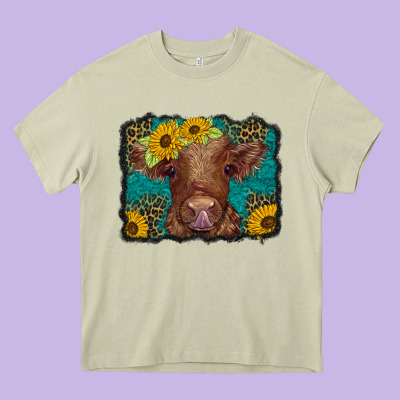 Western Leopard Buffalo Plaid Baby Highland Cow Heavy Core Tee Designed By Barkaloodesign
