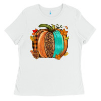 White Fall leopard pumpkin Ladies Tee - NancyCooperArtShop