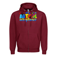 Burgundy Autism acceptance Zipper Hoodie - CowGirlArtShop