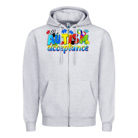 Heather Grey Autism acceptance Zipper Hoodie - CowGirlArtShop